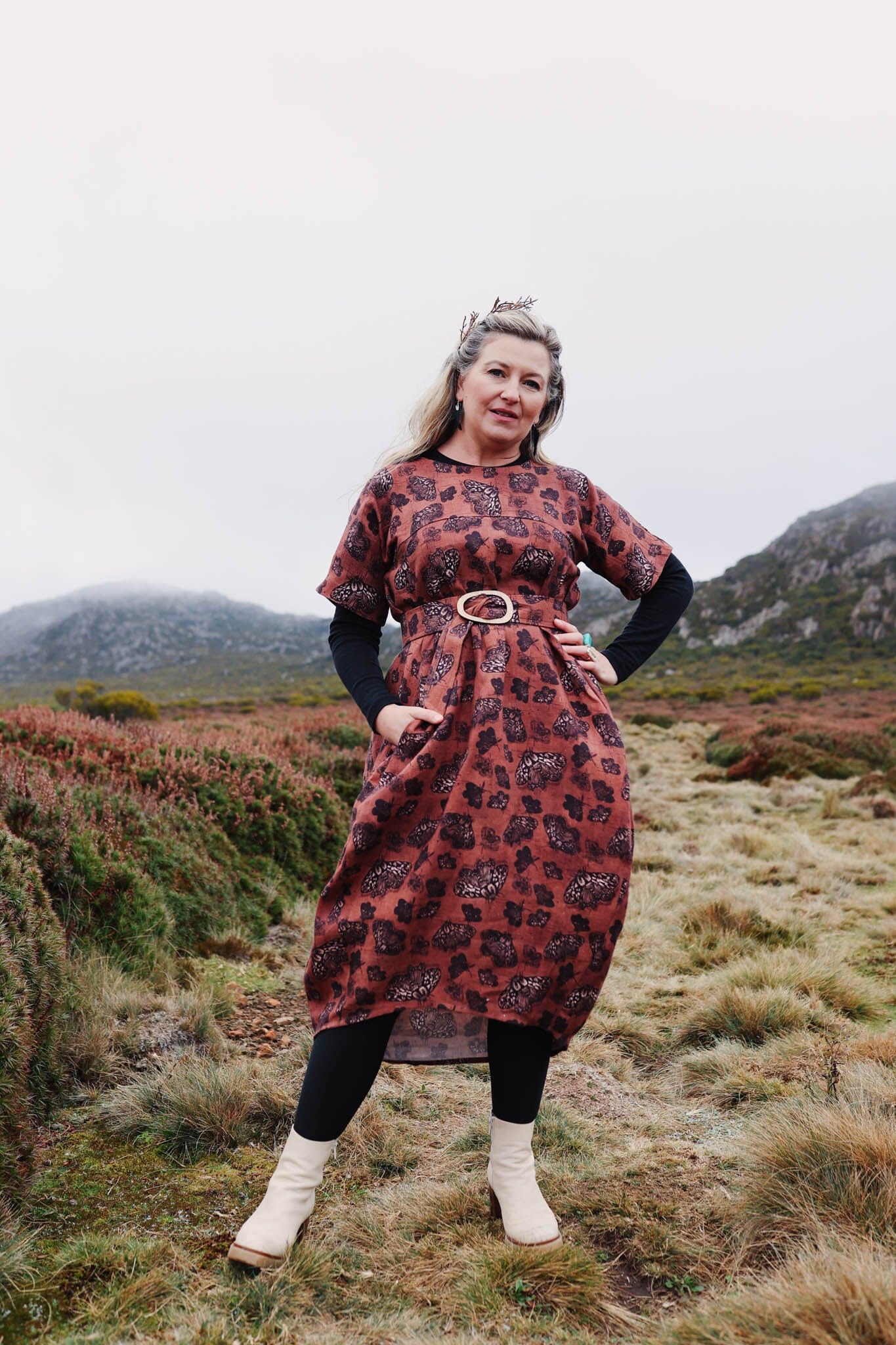 Organic Linen Cocoon Dress - Cocoa Moth Dress The Spotted Quoll 