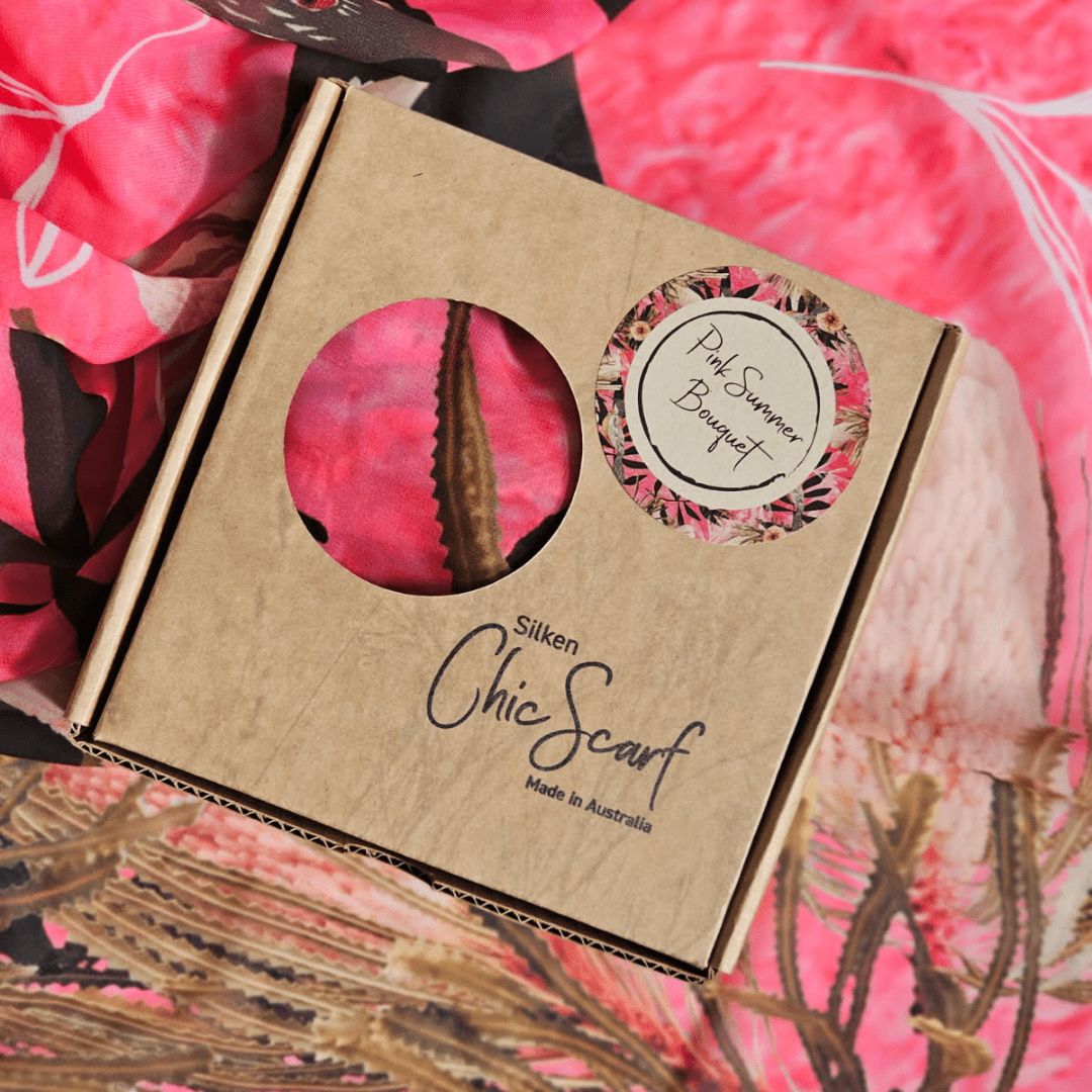 Silken Chic Scarves - Pink Summer Bouquet Scarf The Spotted Quoll Studio 