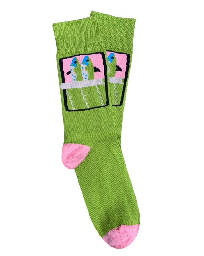 'Sardines' Cotton Socks - Tightology socks Tightology Green Medium 