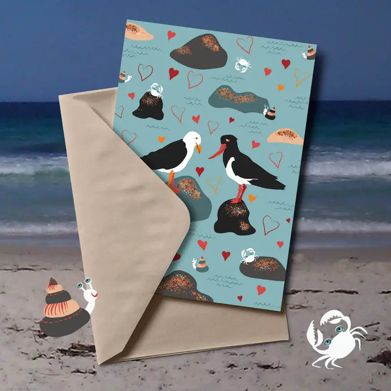 Tasmanian Species Greeting Cards greeting cards Cal Heath Pied Oyster Catcher 