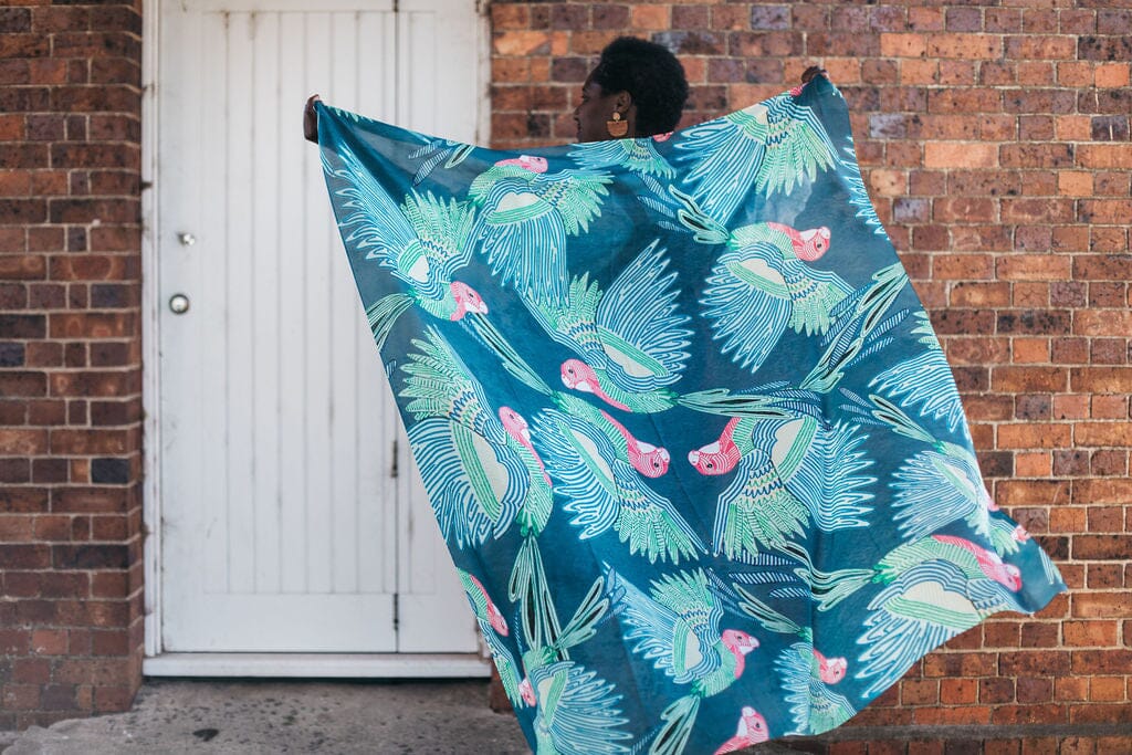 Silken Chic Scarves - Eastern Rosella Scarf The Spotted Quoll Studio 