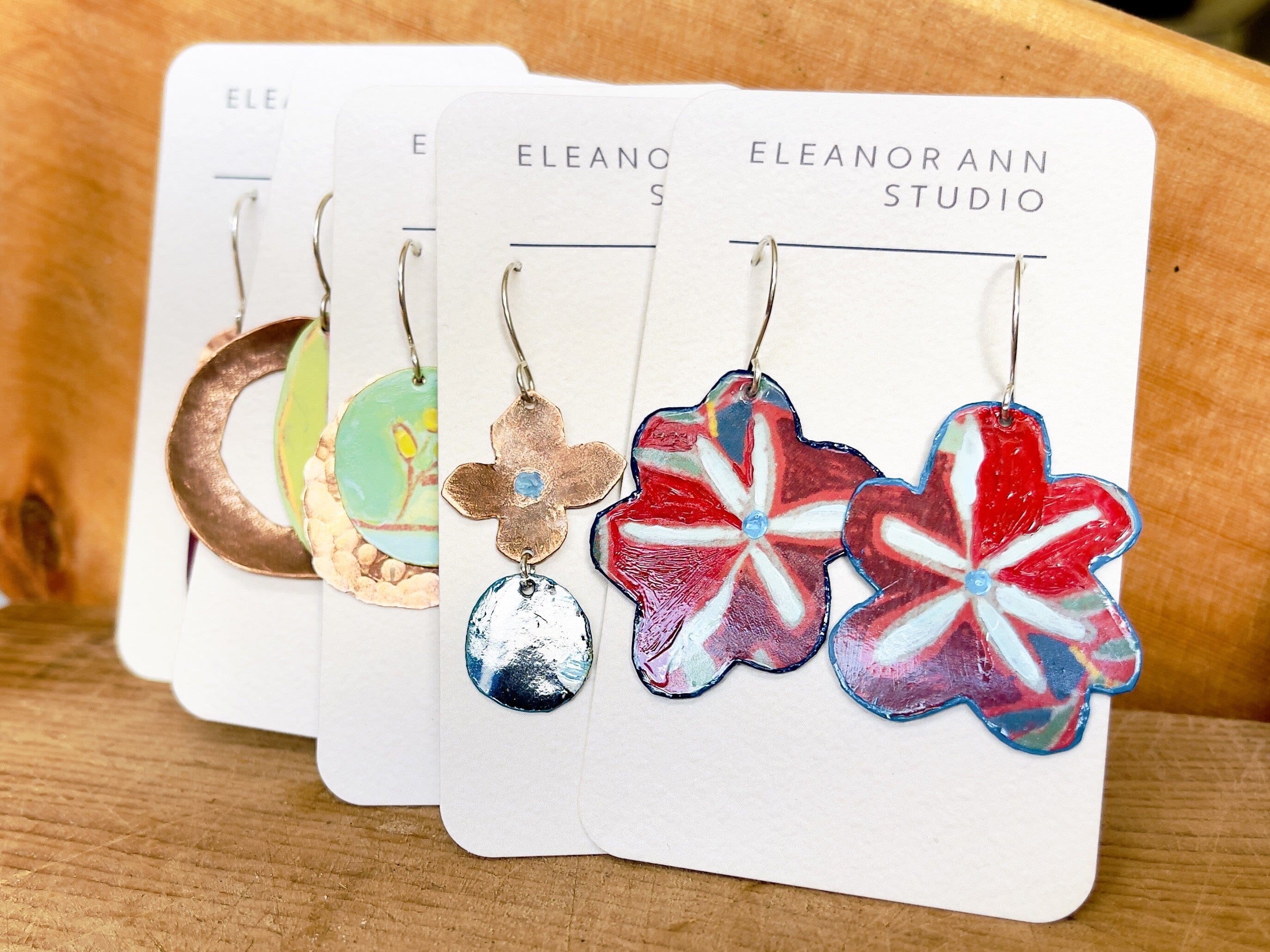 Reclaimed Copper and Hand-painted Earrings - Eleanor Ann Earrings Eleanor Ann 