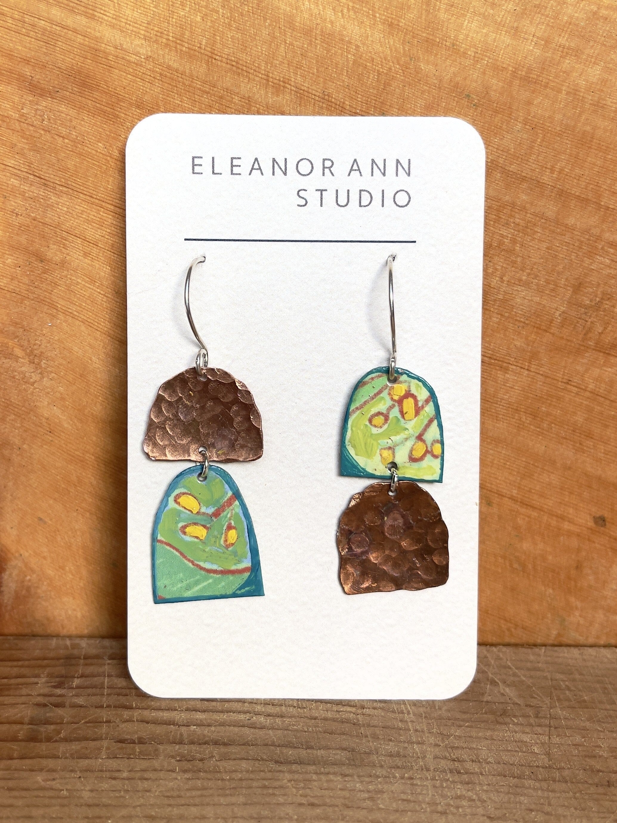 Reclaimed Copper and Hand-painted Earrings - Eleanor Ann Earrings Eleanor Ann Sun Drops 