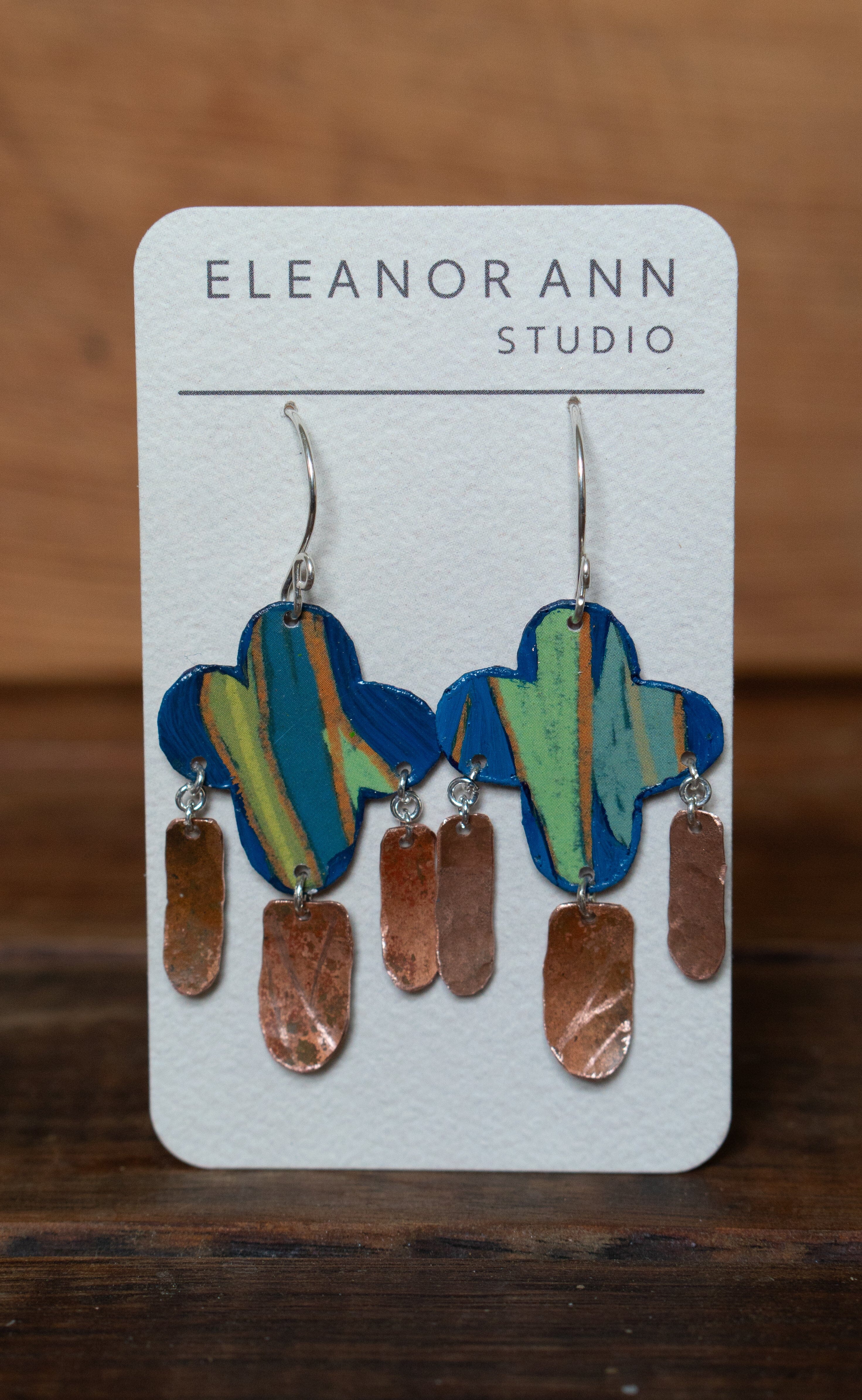Reclaimed Copper and Hand-painted Earrings - Eleanor Ann Earrings Eleanor Ann Treetops 
