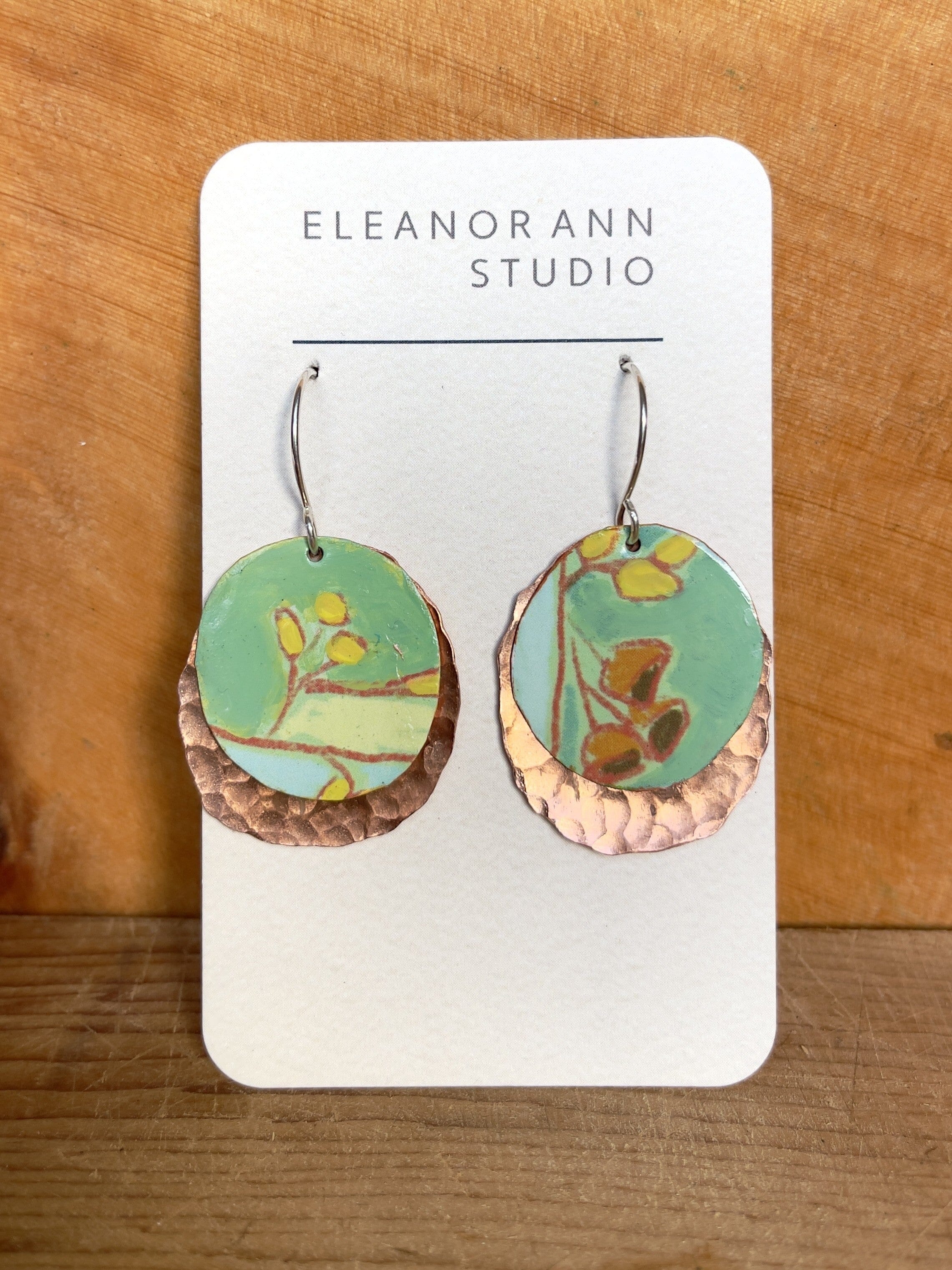 Reclaimed Copper and Hand-painted Earrings - Eleanor Ann Earrings Eleanor Ann Wattle 