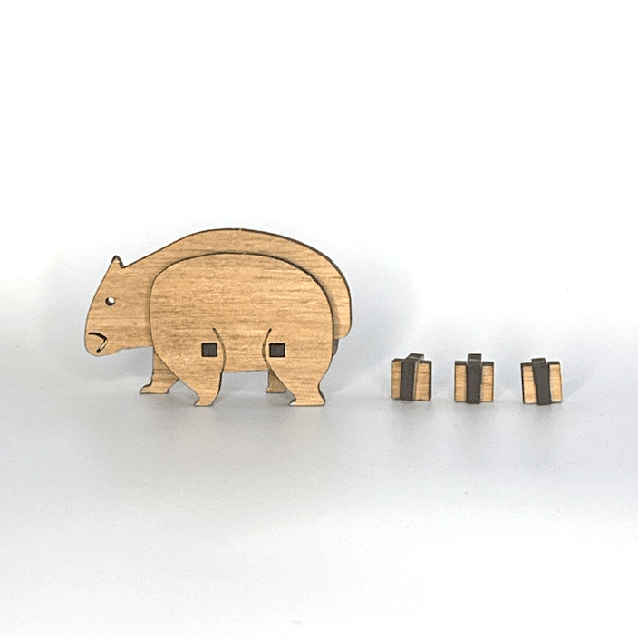 Tasmanian Timber 3D Animals - Parkinson Wood Co puzzle parkinson wood co 3D Wombat 