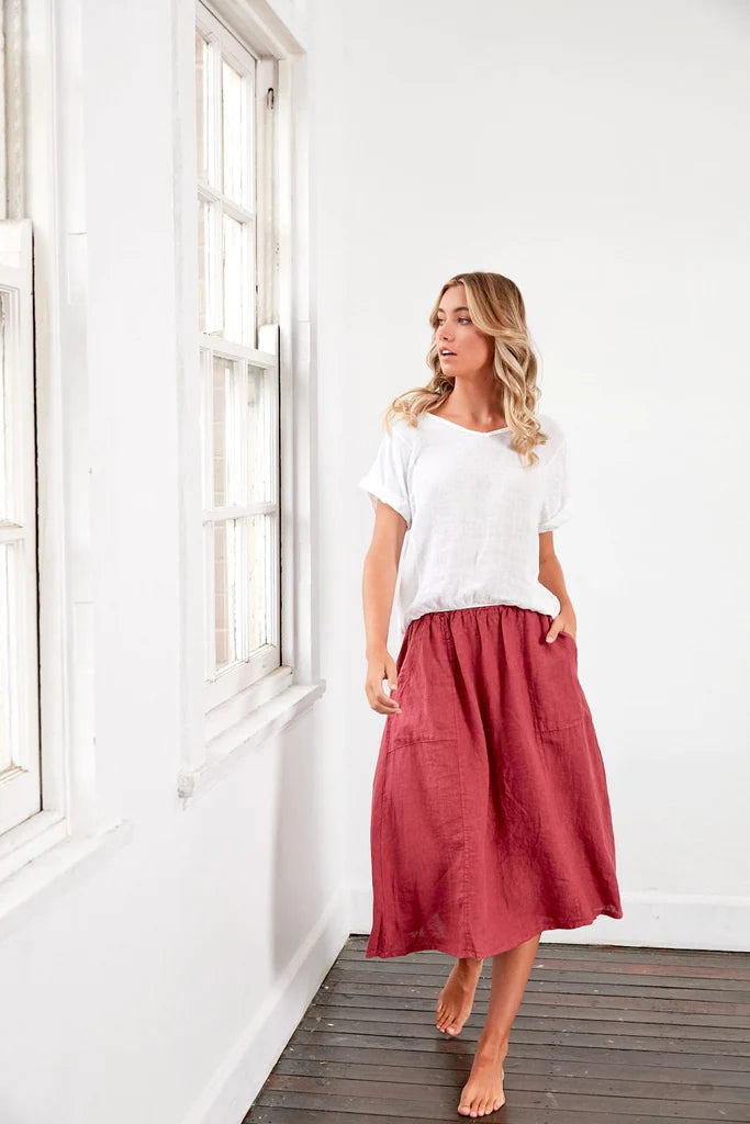 Italian Linen A Line Skirt