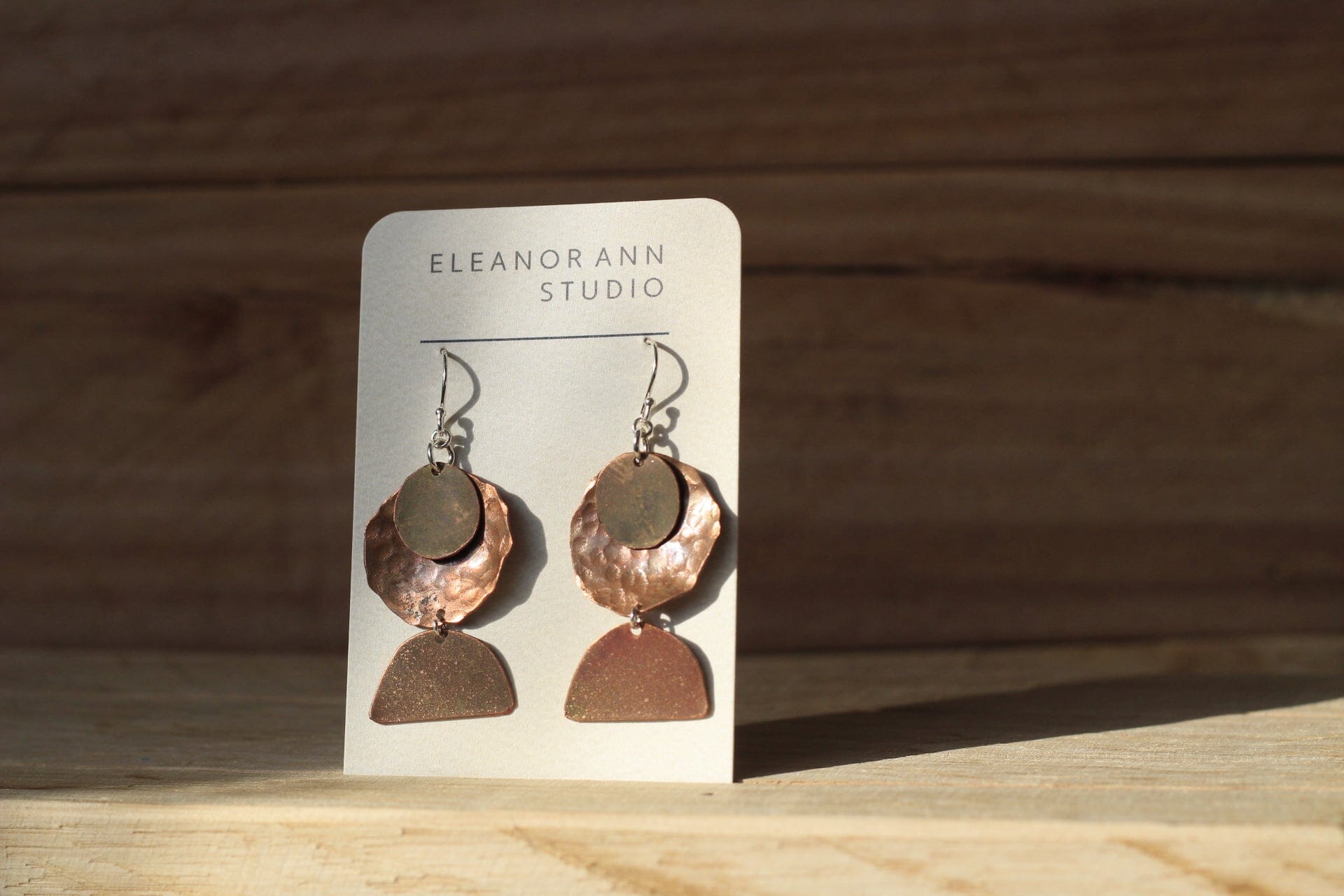 Recycled Copper & Brass Earrings - Eleanor Ann Earrings Eleanor Ann Copper All Sorts Fine Silver Hooks 