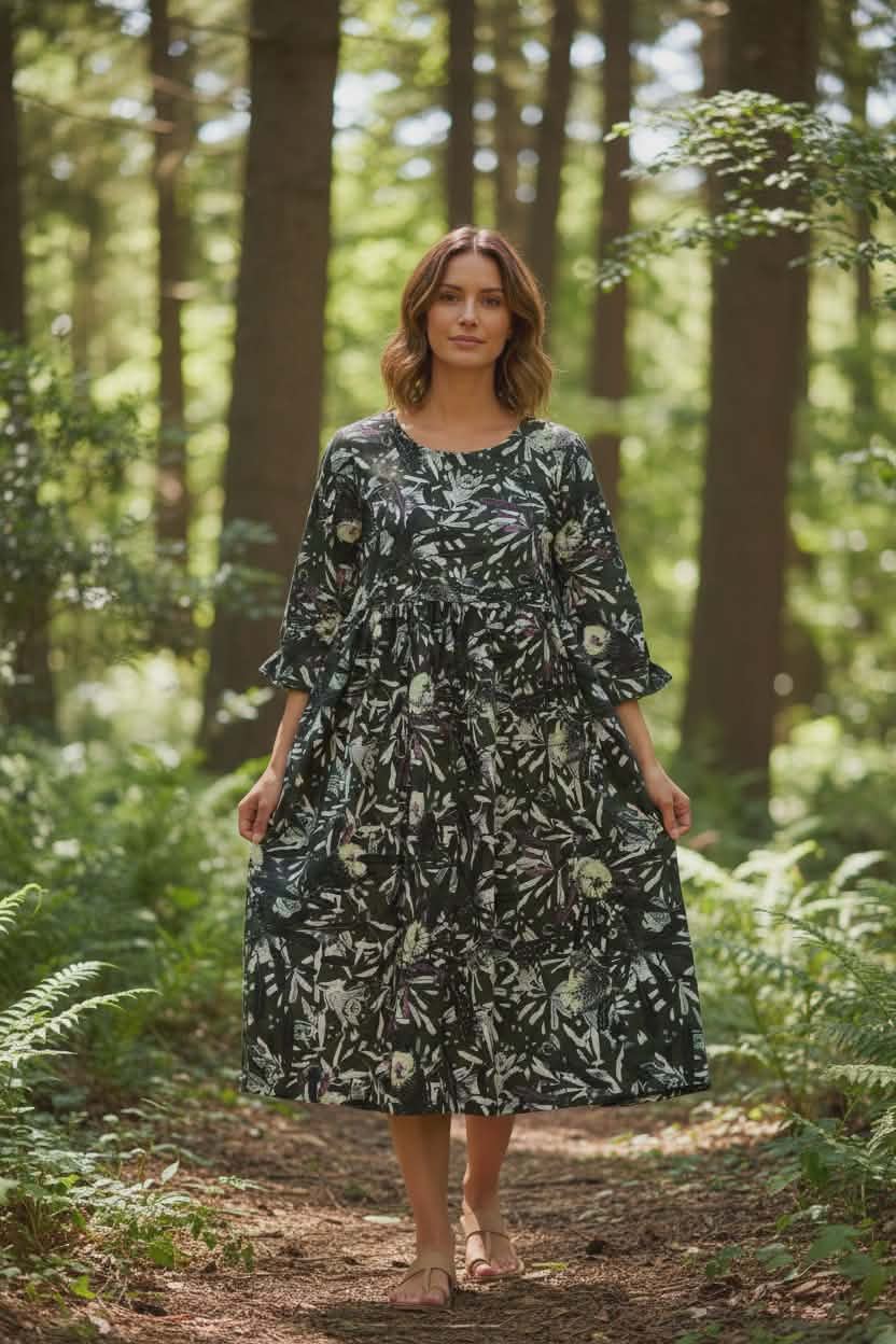 Peasant Dress Linen/Hemp - Bushcraft  The Spotted Quoll