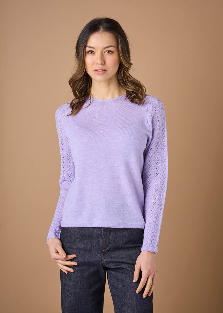 Blair Lace Raglan Sleeve Merino Top - Uimi sweater Uimi Lilac S 