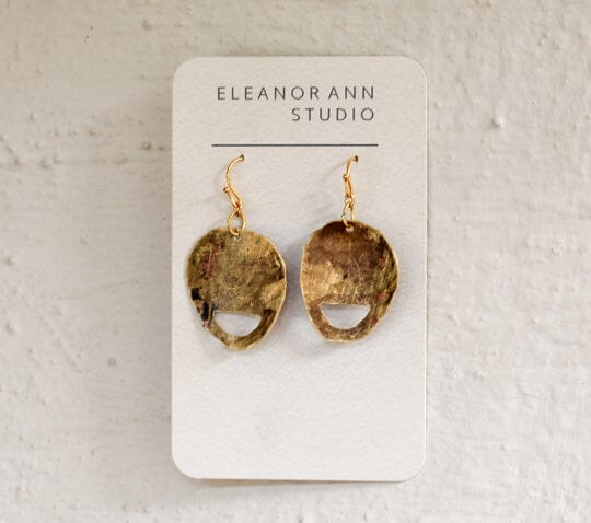 Recycled Copper & Brass Earrings - Eleanor Ann Earrings Eleanor Ann Brass Egg Brass Hooks 