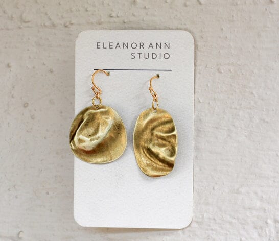 Recycled Copper & Brass Earrings - Eleanor Ann Earrings Eleanor Ann Brass Hammered Brass Hooks 