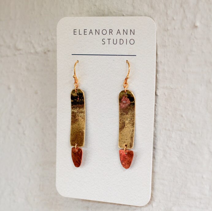 Recycled Copper & Brass Earrings - Eleanor Ann Earrings Eleanor Ann Brass Tas Brass Hooks 