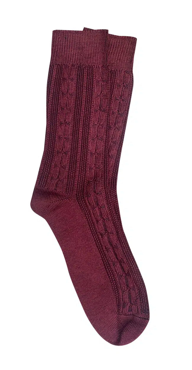 'Chunky Cable' Merino Socks - Tightology socks Tightology Burgundy 