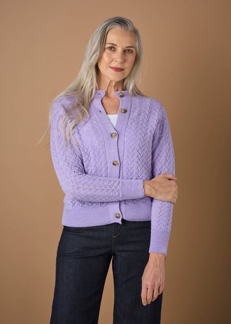 Camilla Button Up Lace Merino Cardigan - Uimi sweater Uimi Lilac S 