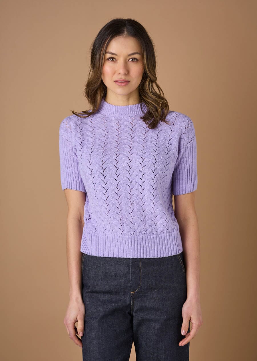 Camilla Short Sleeve Merino Lace Top - Uimi sweater Uimi Lilac S 