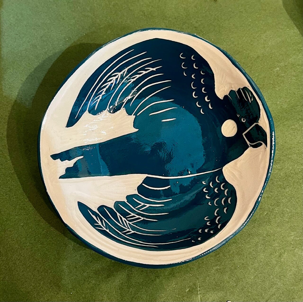 Ceramics - Aurora Fae ceramics The Aurora Fae Cockatoo Bowl (140mm x 35mm) Amulet Green 