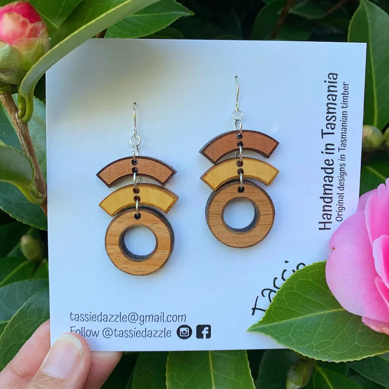 Tassie Dazzle - Wooden Earrings Earrings TassieDazzle 