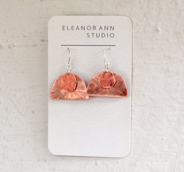 Recycled Copper & Brass Earrings - Eleanor Ann Earrings Eleanor Ann Copper Rainbow Fine Silver Hooks 