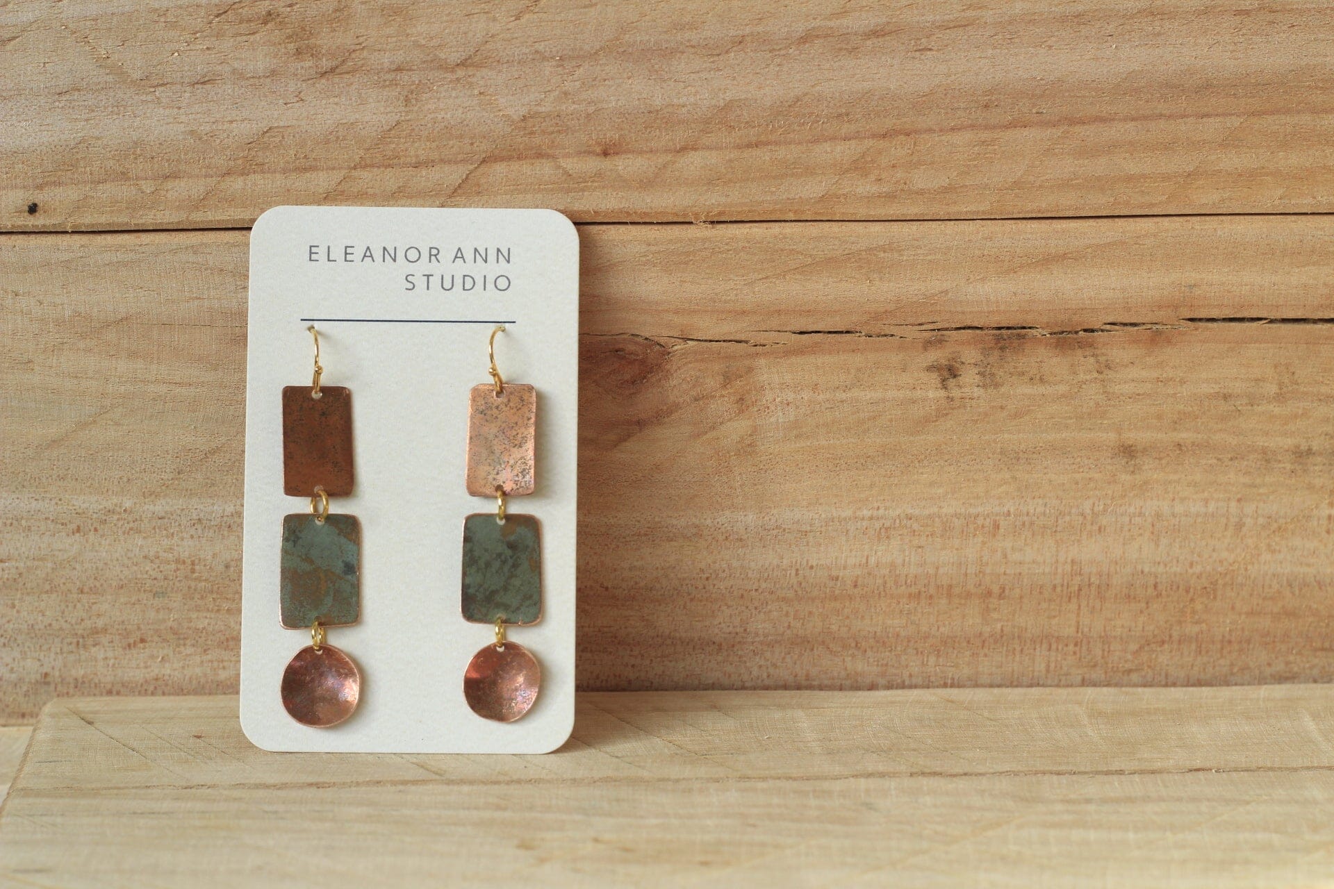 Recycled Copper & Brass Earrings - Eleanor Ann Earrings Eleanor Ann Copper trio Brass Hooks 