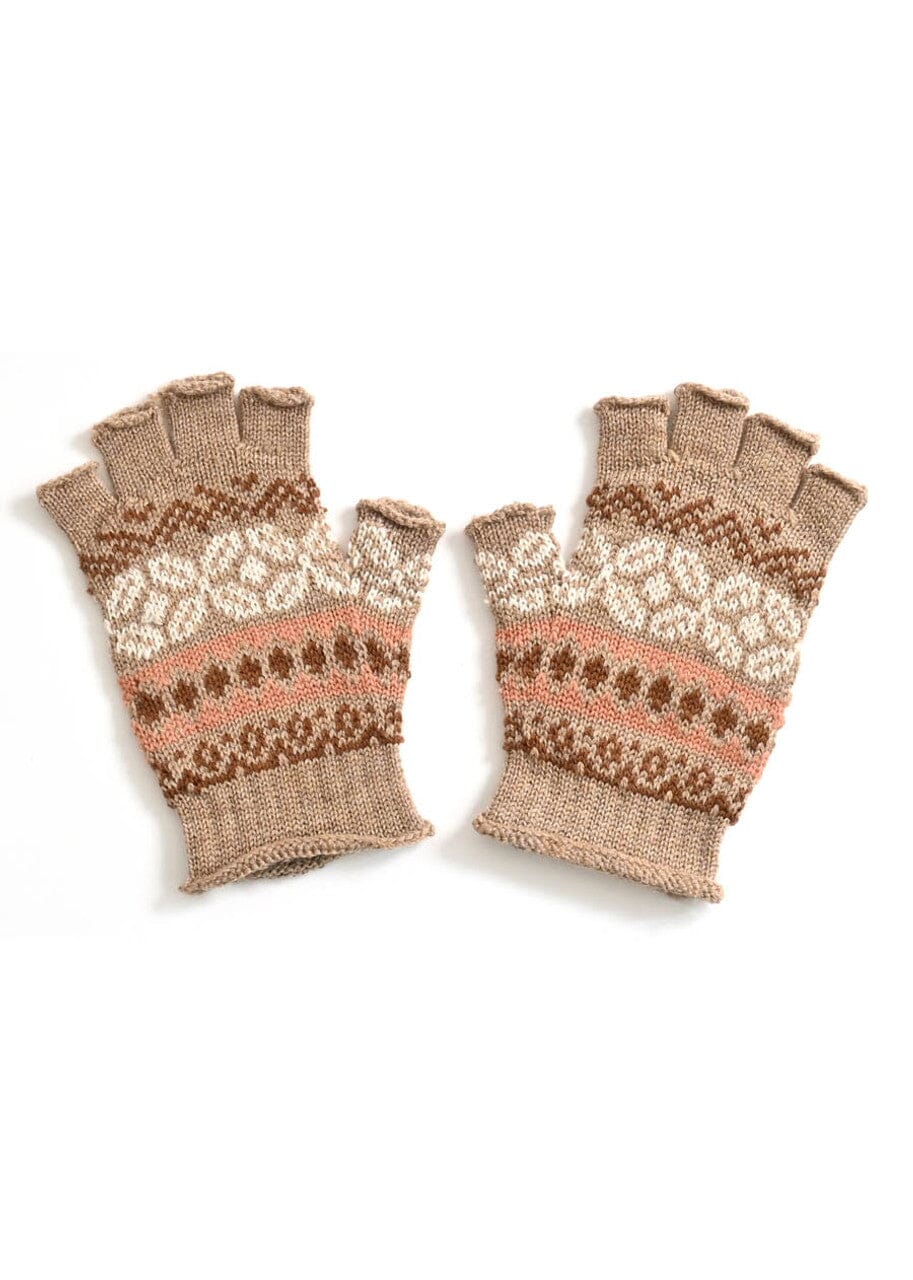 Dahlia Fairisle Fingerless Merino Gloves - Uimi Gloves Uimi Cashew 