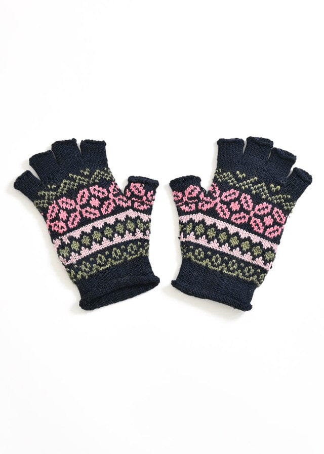 Dahlia Fairisle Fingerless Merino Gloves - Uimi Gloves Uimi Ink 