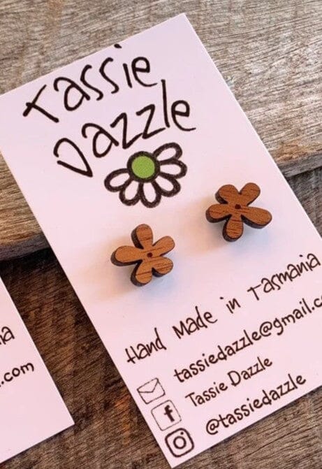 Tassie Dazzle - Wooden Earrings Earrings TassieDazzle Flower Studs - Blackwood 
