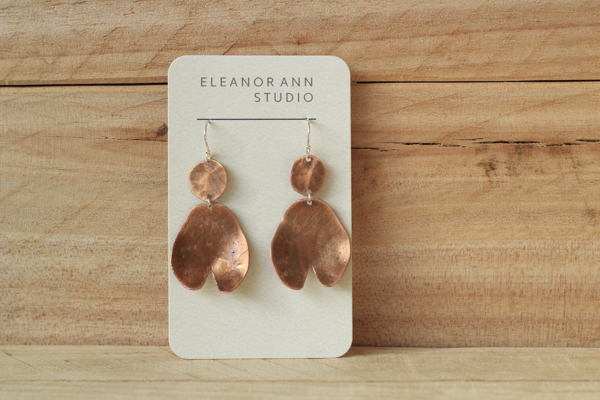 Recycled Copper & Brass Earrings - Eleanor Ann Earrings Eleanor Ann Etched Copper Duo Fine Silver Hooks 