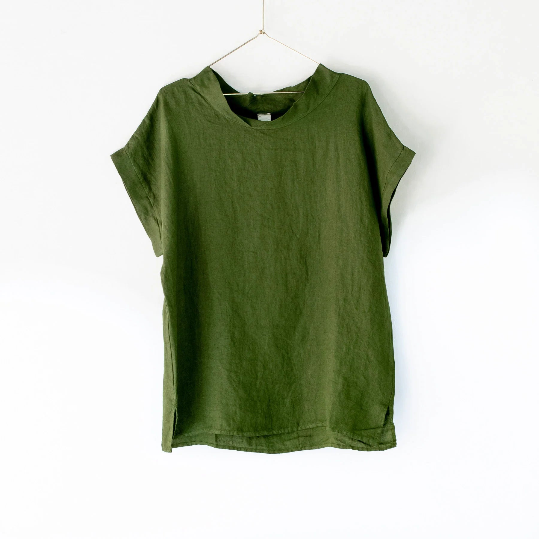 Cowl Neck Linen Top top Etika Forest Green 