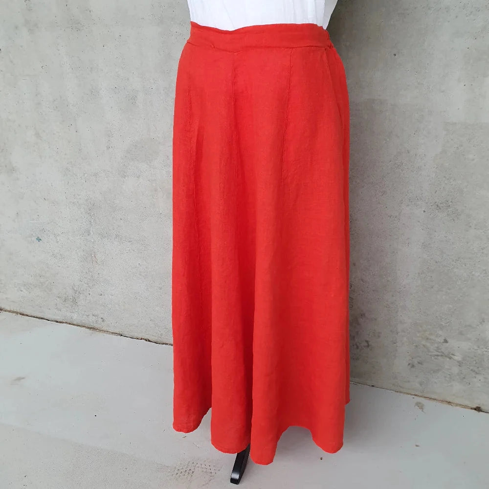 Frederic Linen Full Length Skirt Skirt Etika Coral 