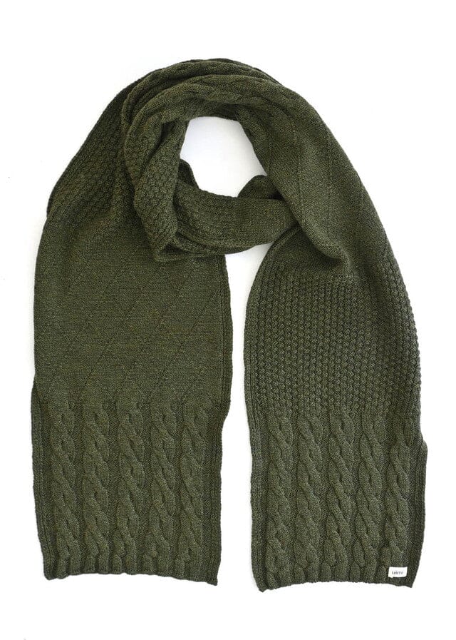 Frida Textured Patchwork Merino Scarf - Uimi Scarf Uimi Moss 