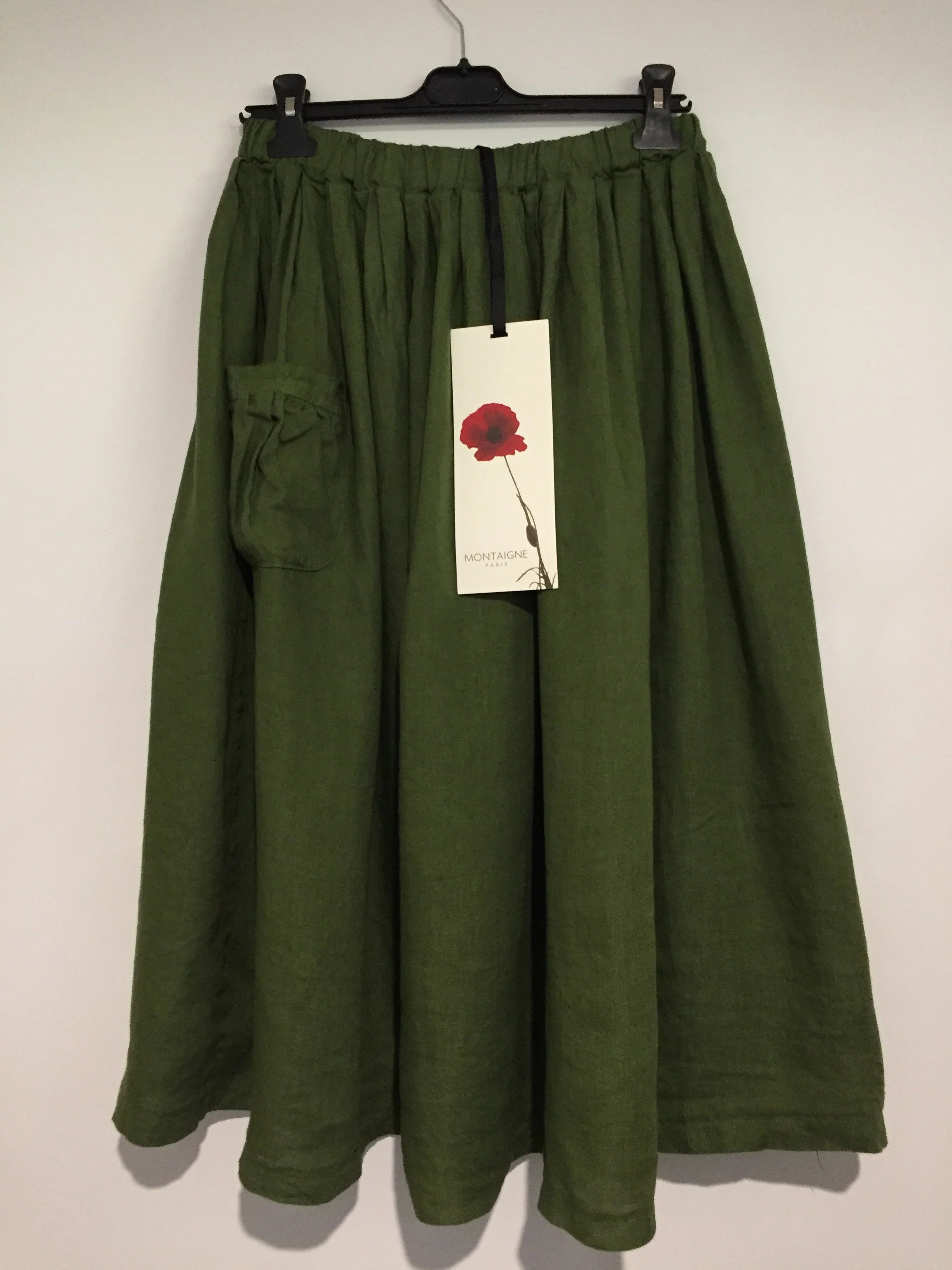 Montaigne Gathered full skirt with front pocket Skirt Etika Forest Green 