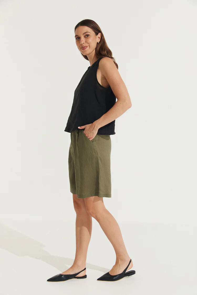 Marina Linen Bermuda Shorts - Montaigne