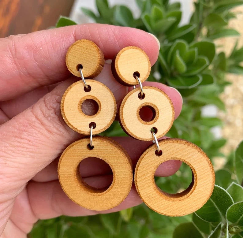 Tassie Dazzle - Wooden Earrings Earrings TassieDazzle Circle Dangles - Huon Pine 
