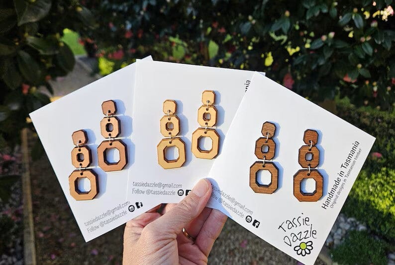 Tassie Dazzle - Wooden Earrings Earrings TassieDazzle 