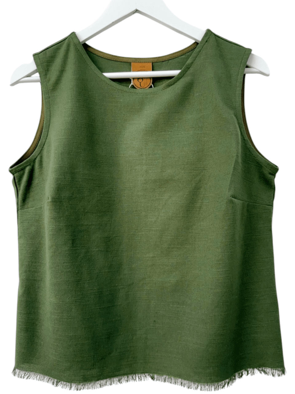 Frayed Hemp Slub Tank - Fern Shirts & Tops The Spotted Quoll 