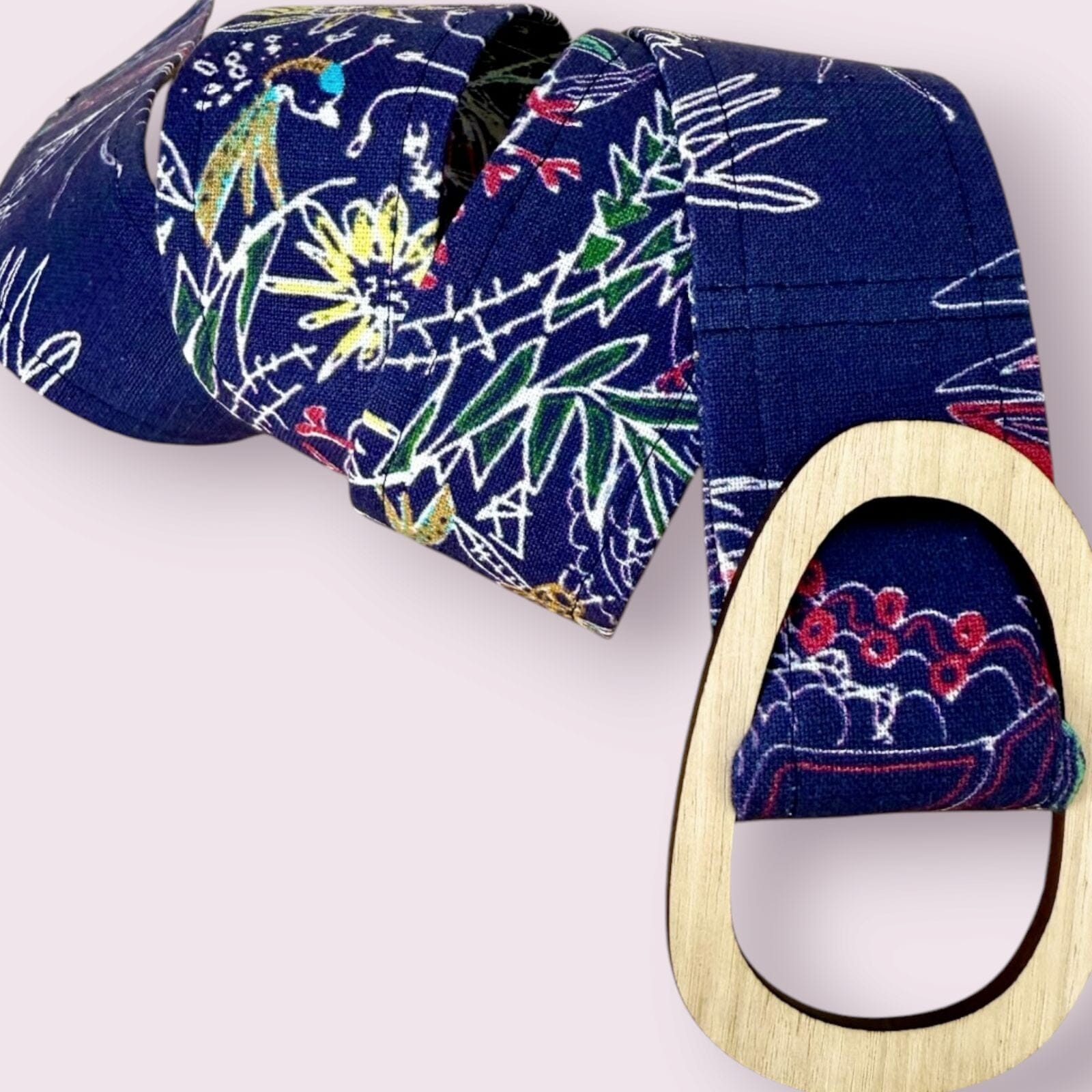 Tasmanian Oak Belts - Printed Organic Linen Belt Buckles The Spotted Quoll Wildflowers Raw S - 110cm