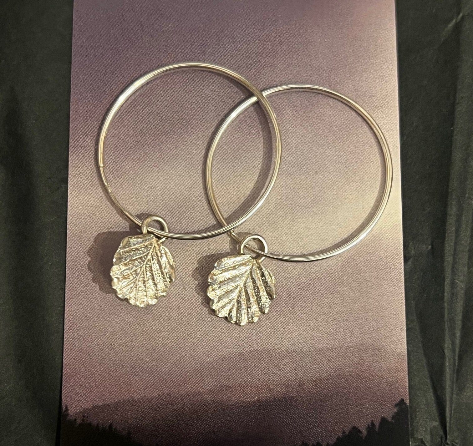 Fagus Leaf Earrings - Janny McKinnon Jewellery Janny Mckinnon Small Fagus Large Hoop Silver 