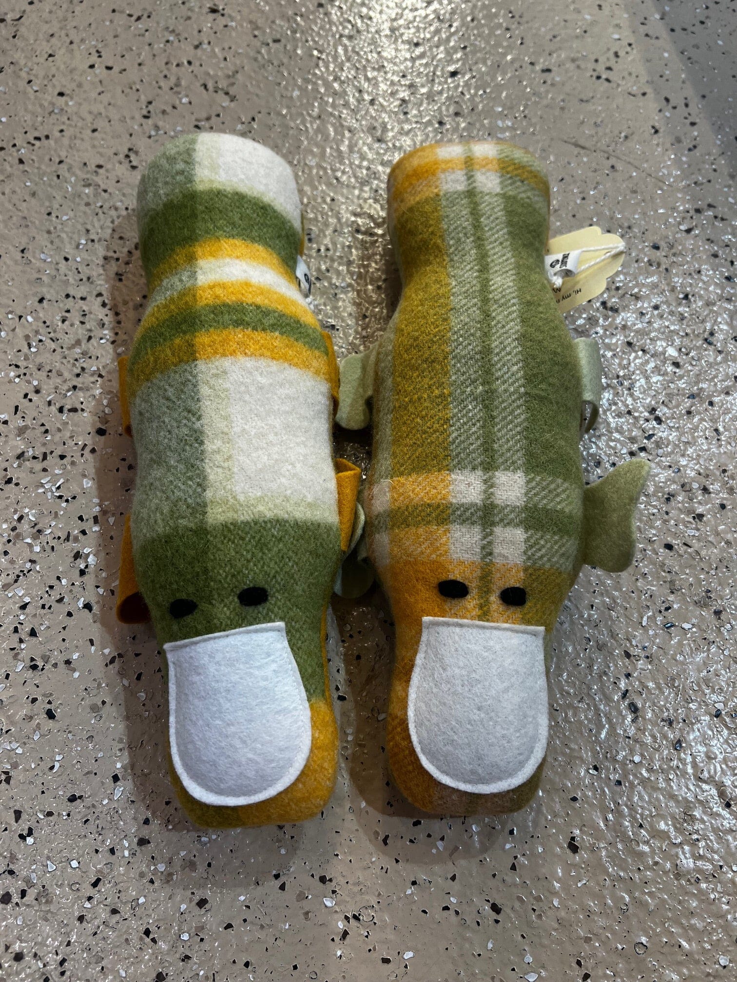 Woolie Friends by Sixpence soft toy Sixpence Green Tweed Platypus 