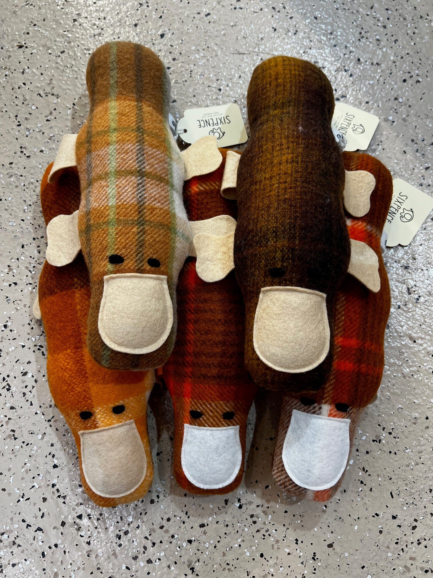 Woolie Friends by Sixpence soft toy Sixpence Brown Tweed Platypus 