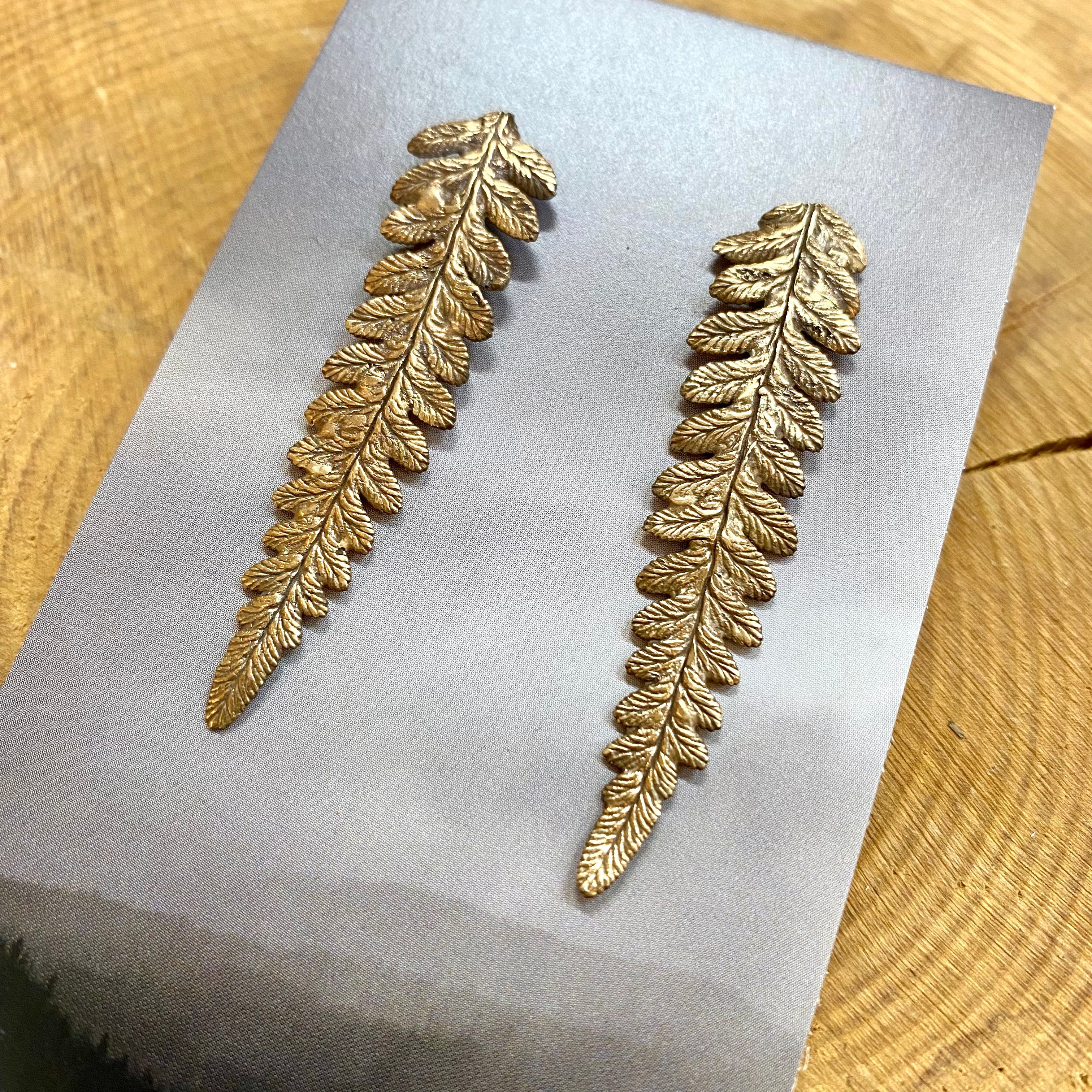 Bracken Fern Earrings- Janny Mckinnon Earrings Janny Bronze Stud 50mm 