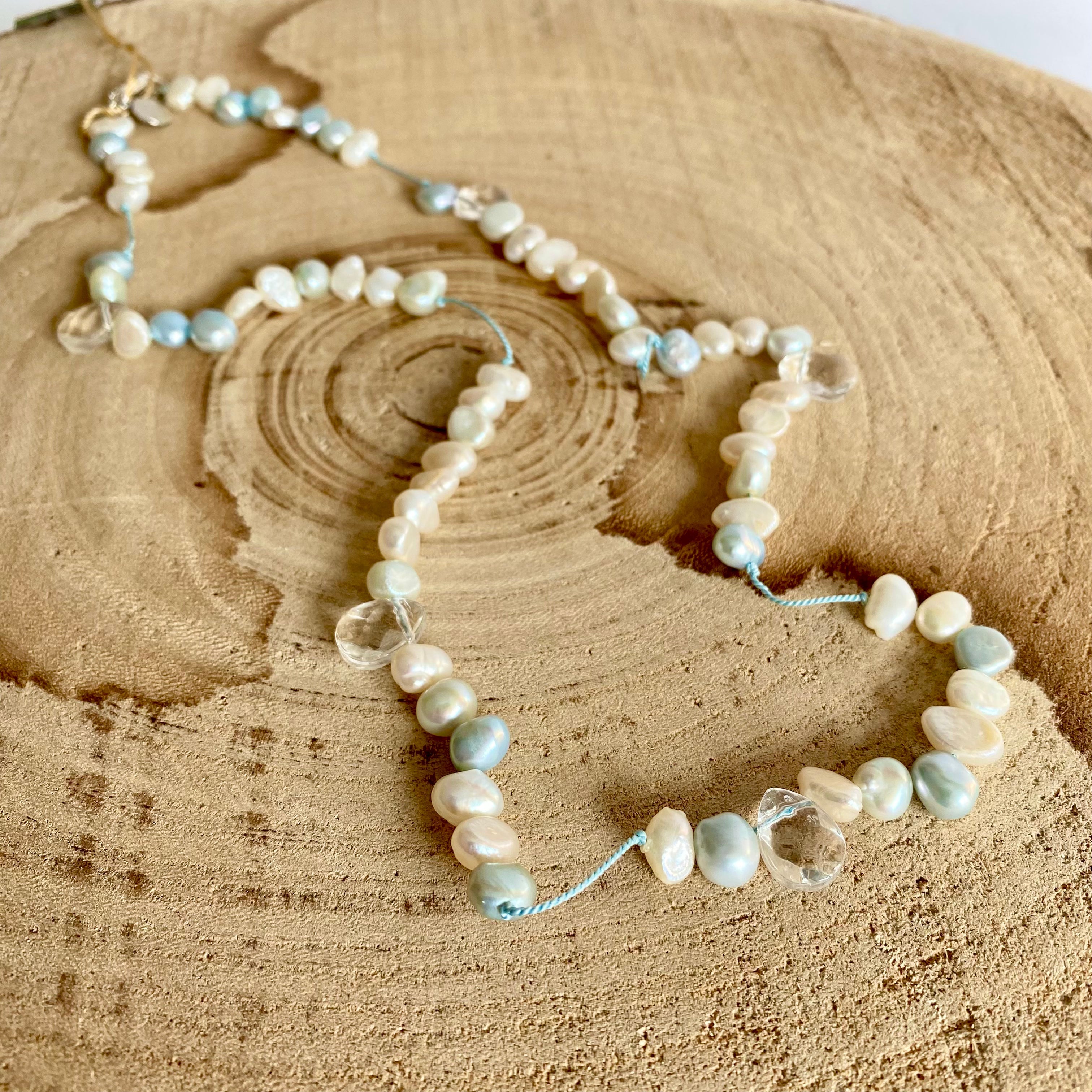 Pearl Collection - Lisa Carney Jewelry Lisa Carney Designs Pearl Necklace with Blue Silk Cord 