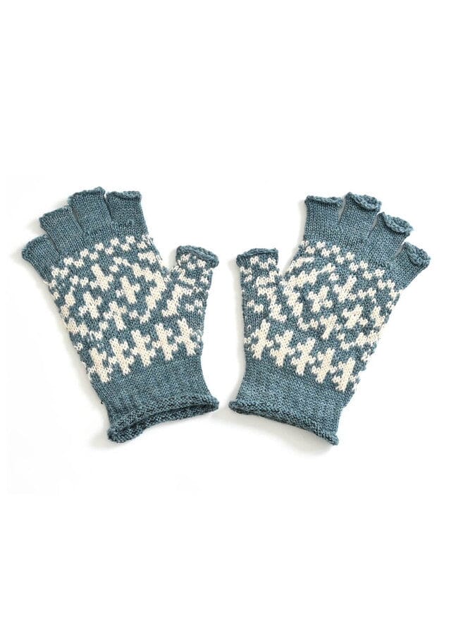 Ingrid Fairisle Fingerless Merino Gloves - Uimi Gloves Uimi Duck Egg 