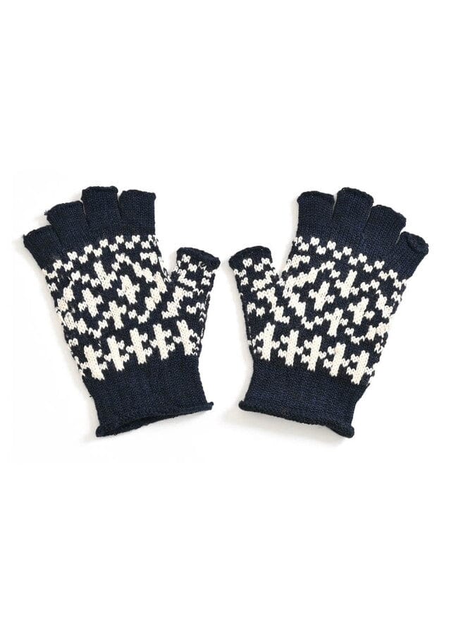 Ingrid Fairisle Fingerless Merino Gloves - Uimi Gloves Uimi Ink 