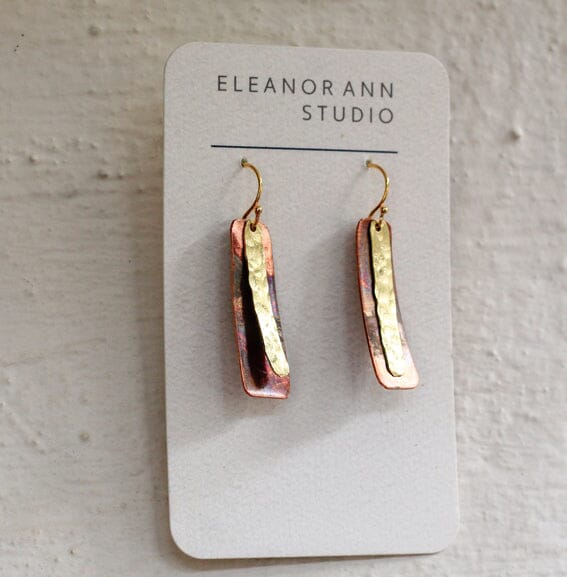 Recycled Copper & Brass Earrings - Eleanor Ann Earrings Eleanor Ann Long Copper & Brass Brass Hooks 