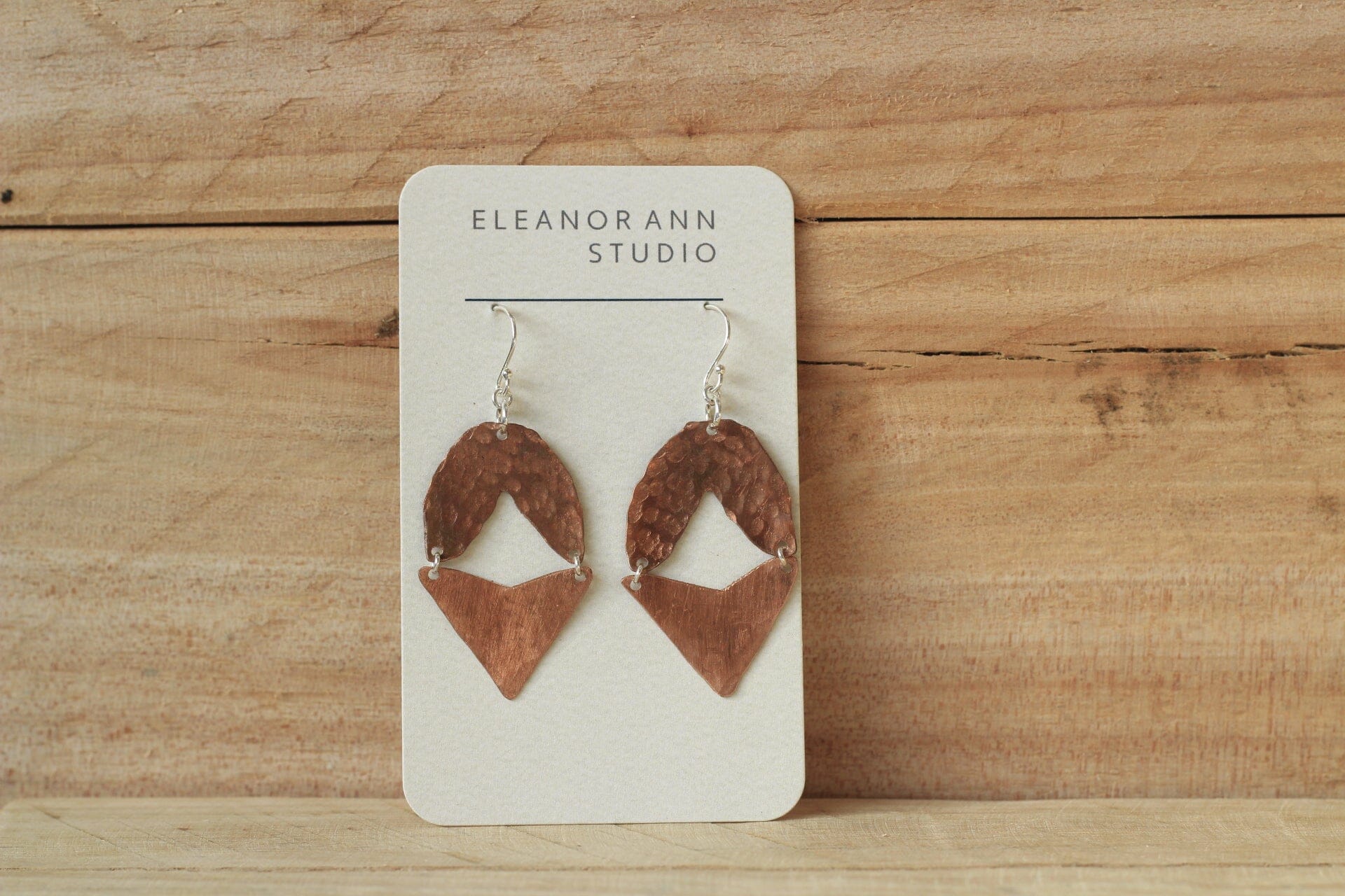 Recycled Copper & Brass Earrings - Eleanor Ann Earrings Eleanor Ann Copper Hearts Brass Hooks 