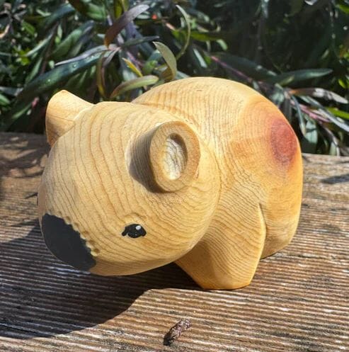 Mini Huon Pine Wombats - The Edge of Nature Figurine The Edge of Nature Wombat (Natural Timber) 