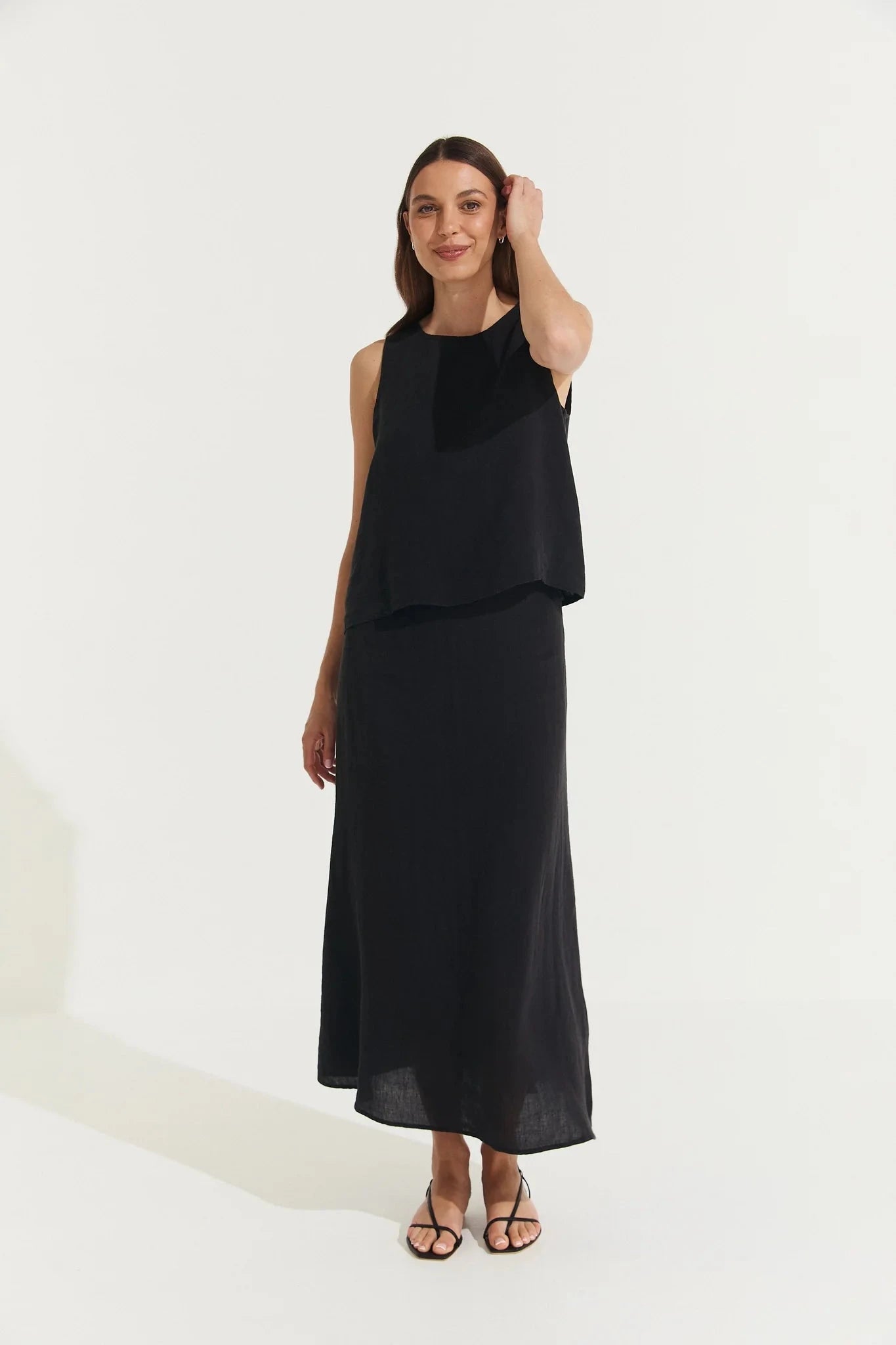 Ava Linen Cami Top in Tartan ladies top Etika 