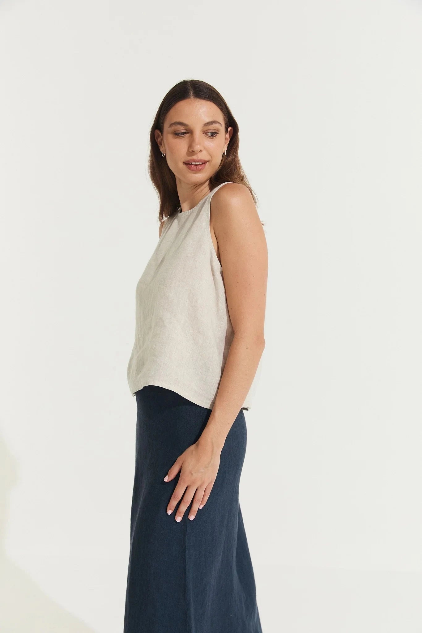Ava Linen Cami Top in Tartan ladies top Etika 