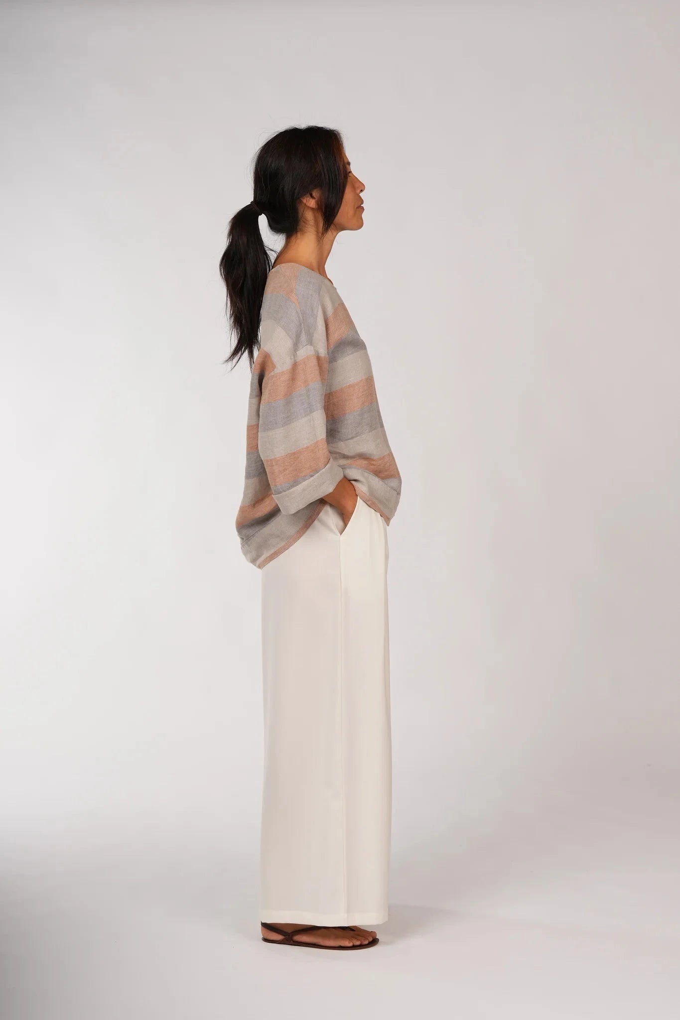 Montaigne Binoche French Stripe Linen Top ladies top Etika 